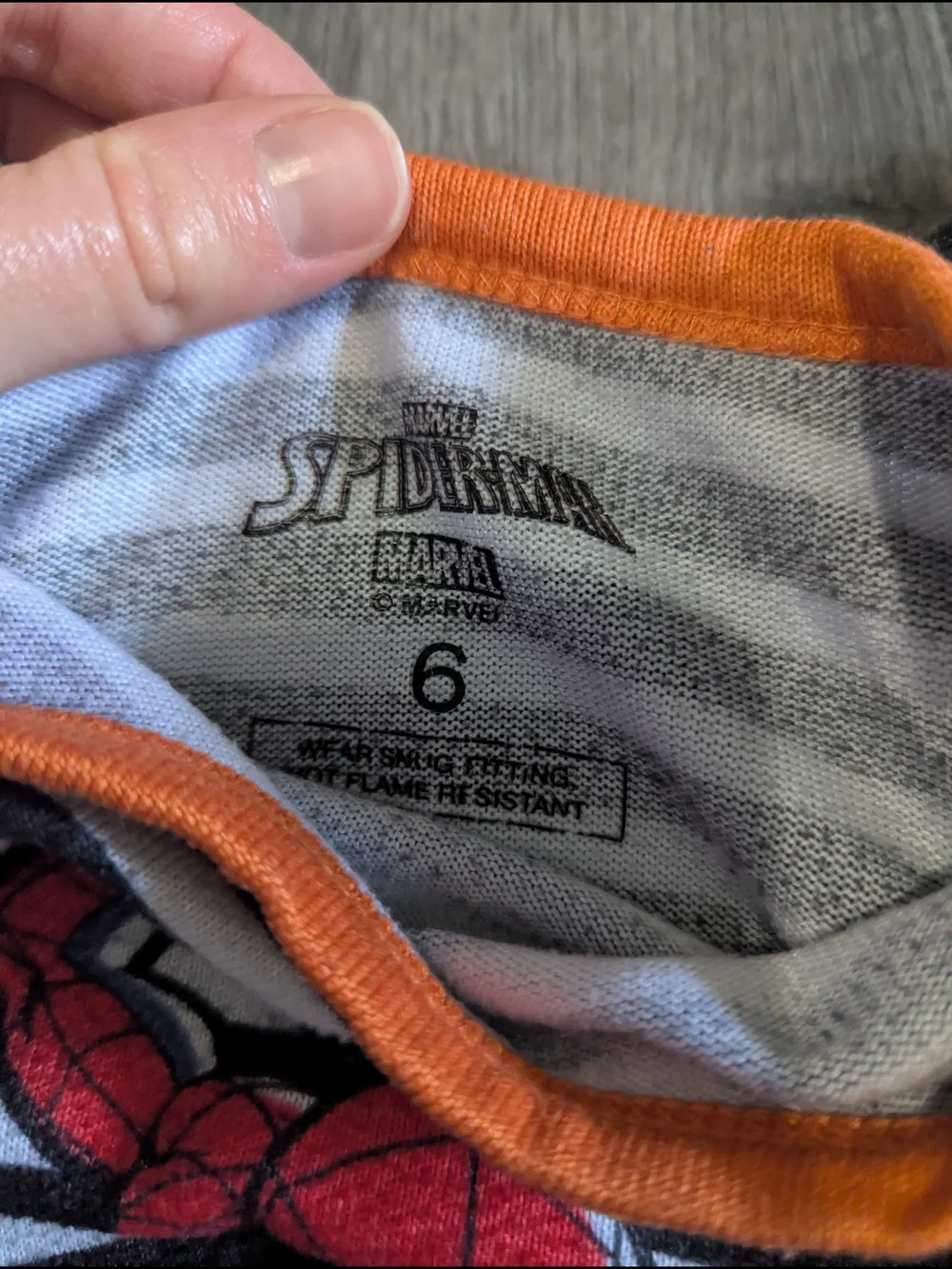 Marvel Spider-Man Black & White Stripe Pajama Set with Orange Accents
